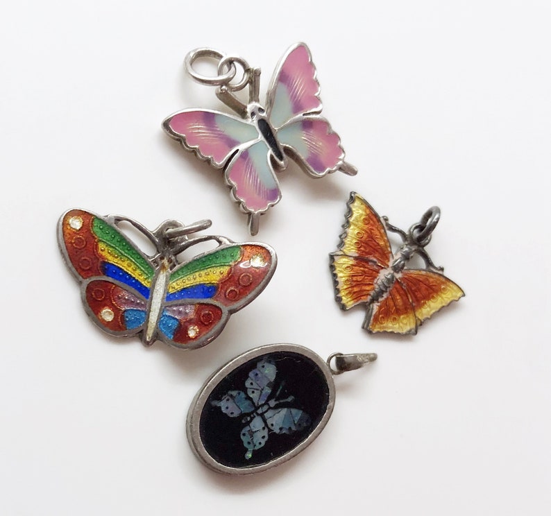 Silver Enamel Butterfly Charm Collection Butterfly Pendant image 9