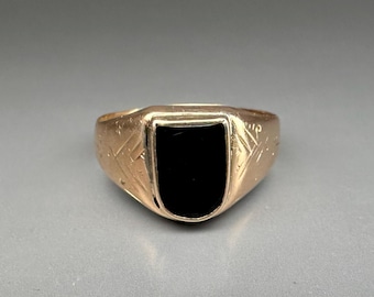 オニキス 18K シグネットリング 11964-7256 - Etsy 日本