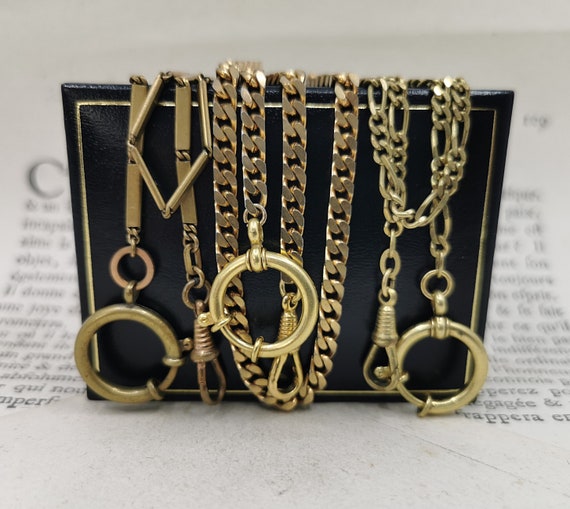 Vintage French Pocket Watch Chain Lot, Keychain, L