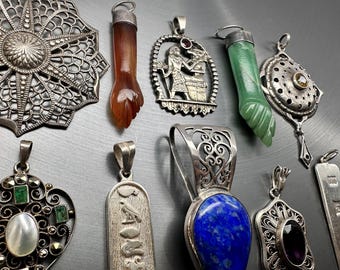 Rari pendenti in argento antico, pendenti per collane vintage