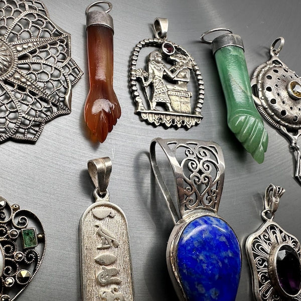 Rare Antique Silver Pendants, Vintage Necklace Pendants