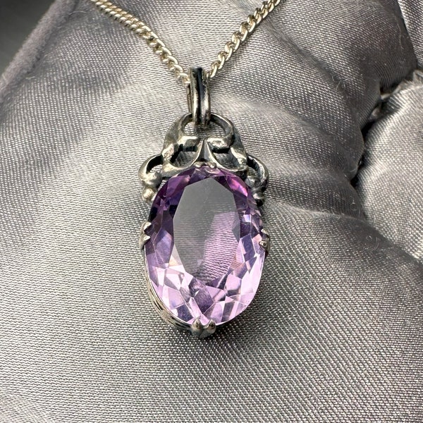 Antique German Amethyst Pendant, Art Deco Amethyst Pendant