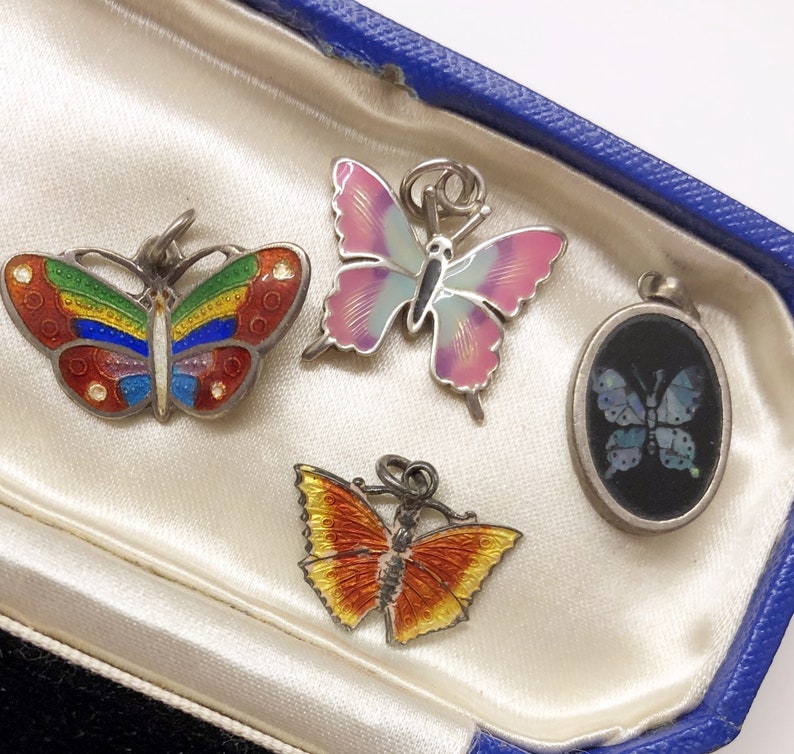 Silver Enamel Butterfly Charm Collection Butterfly Pendant image 8