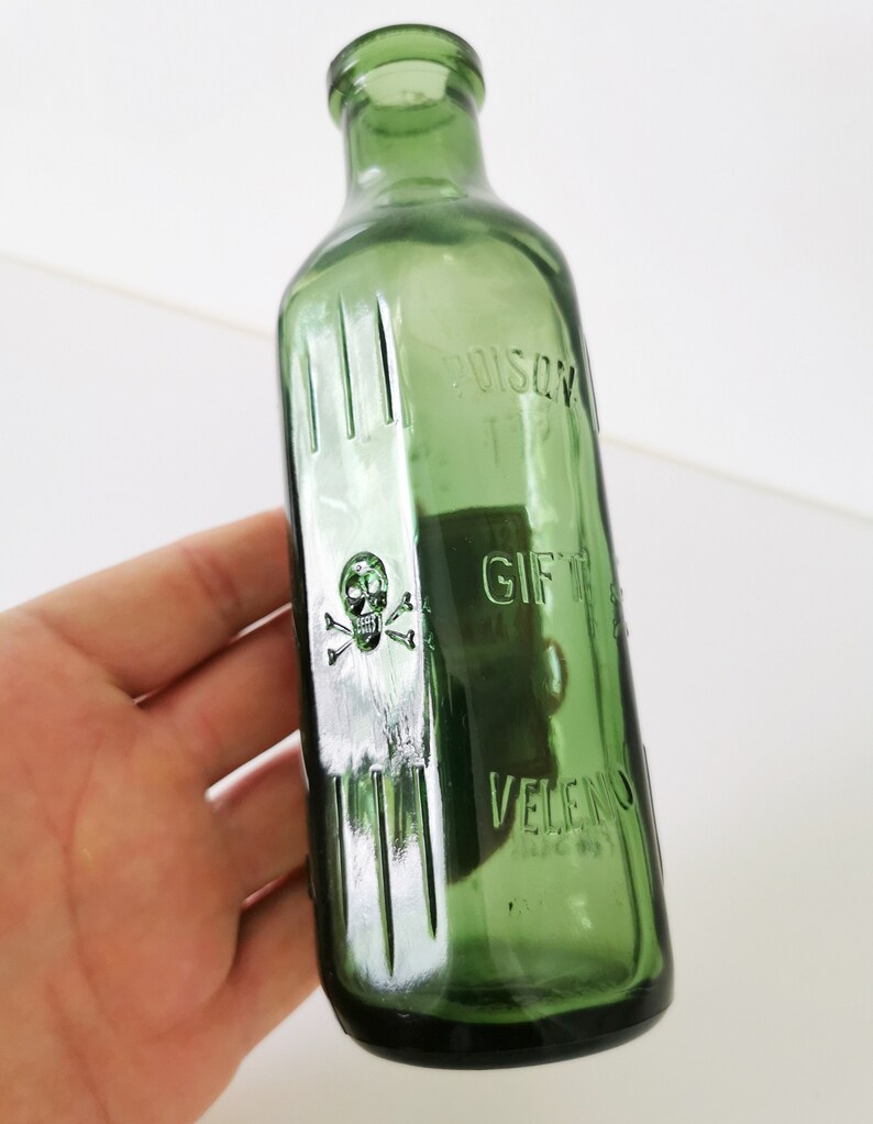 RARE True Vintage German Poison Bottle Medium Size Skull