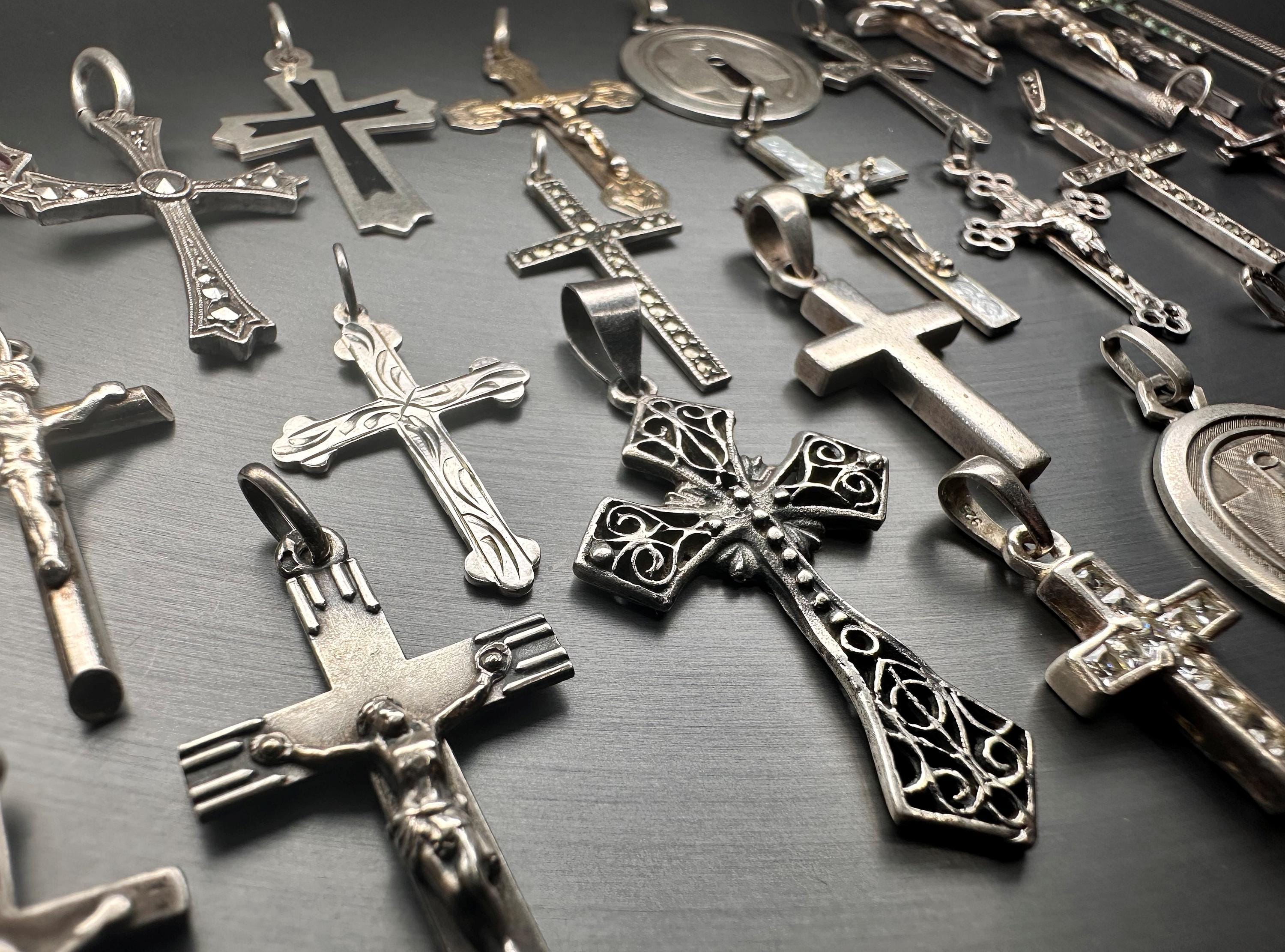 Anhänger Kreuz Klein Damaszenerstahl