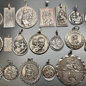 Vintage Silver St Christopher Pendant: French Patron Saint Medal