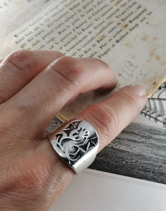 Vintage French Dragon Ring, Statement Ring, Unise… - image 2