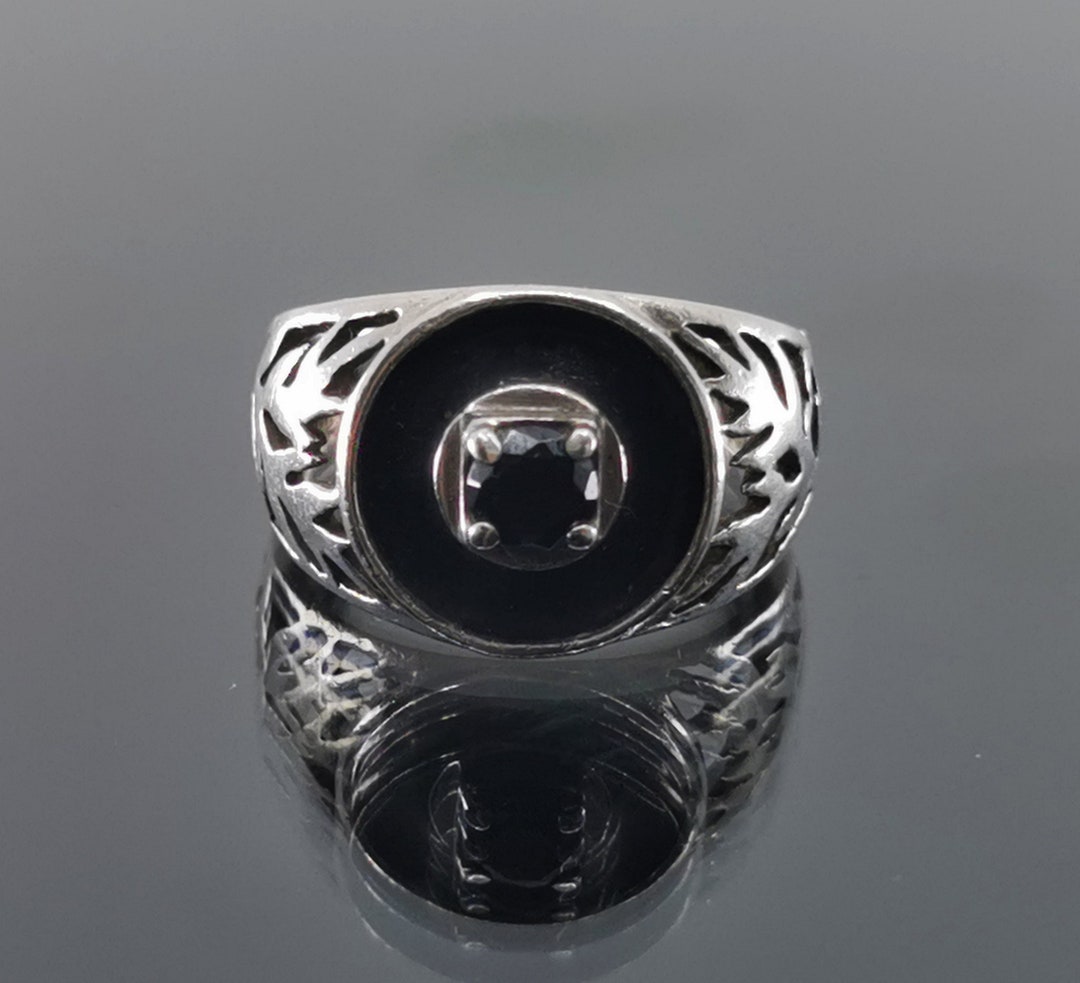 True Vintage Black Onyx Ring Size 6 Sterling Silver - Etsy