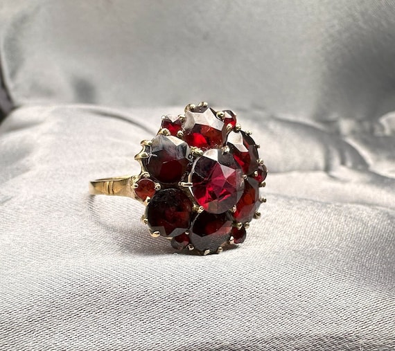 Antique German Garnet Ring, 8k Gold Garnet Ring, … - image 8