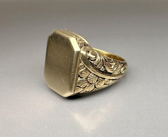 【半額】 German Antique 835 Gold 1930s Deco, Art Ring, Signet Silver アクセサリー