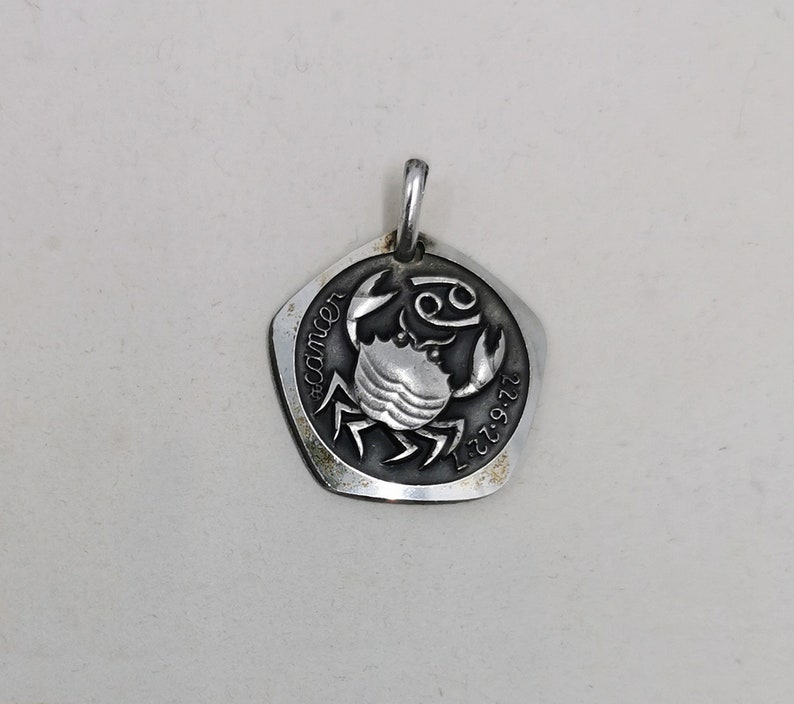 Silver Cancer Pendant French Zodiac Charm