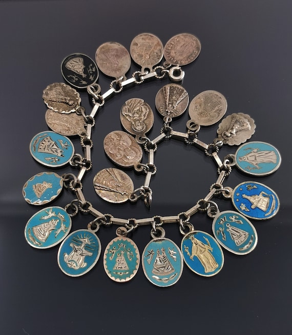 Antique German Religious Charm Bracelet Gem