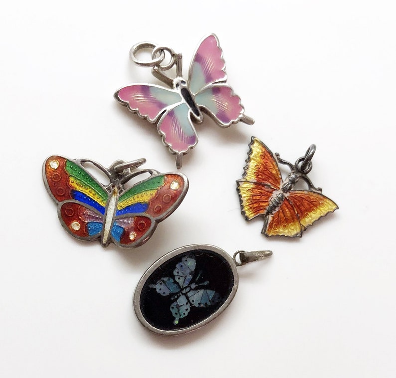 Silver Enamel Butterfly Charm Collection Butterfly Pendant image 6