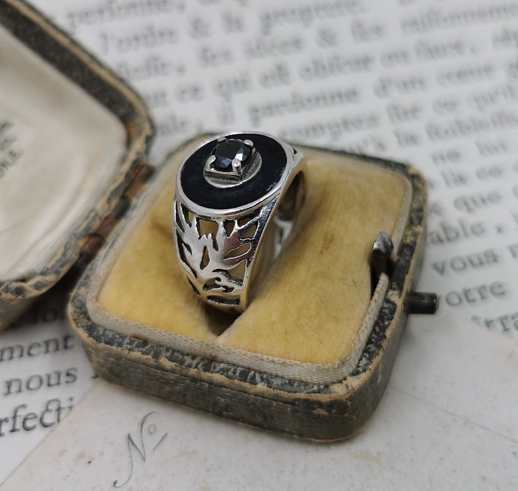 True Vintage Black Onyx Ring Size 6 Sterling Silver Etsy