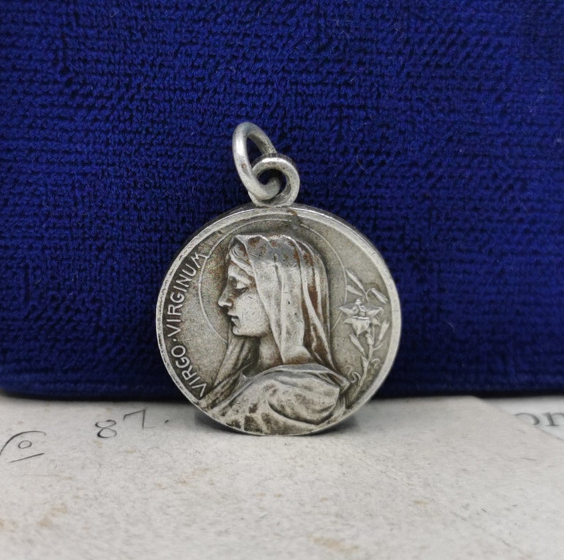 Vintage Virgin Mary Medal French Religious Medal Lourdes | Etsy