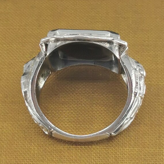 Bague Ancienne En Argent 925 Et Agate Naturelle - Taille 10 - Style Moyen-Orient - Occasion Bon état