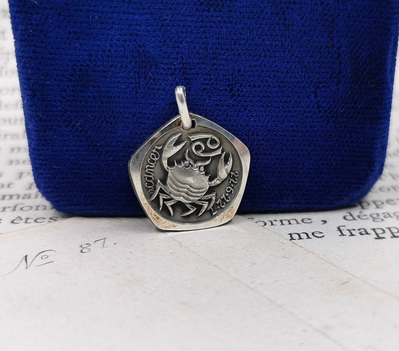 Silver Cancer Pendant French Zodiac Charm