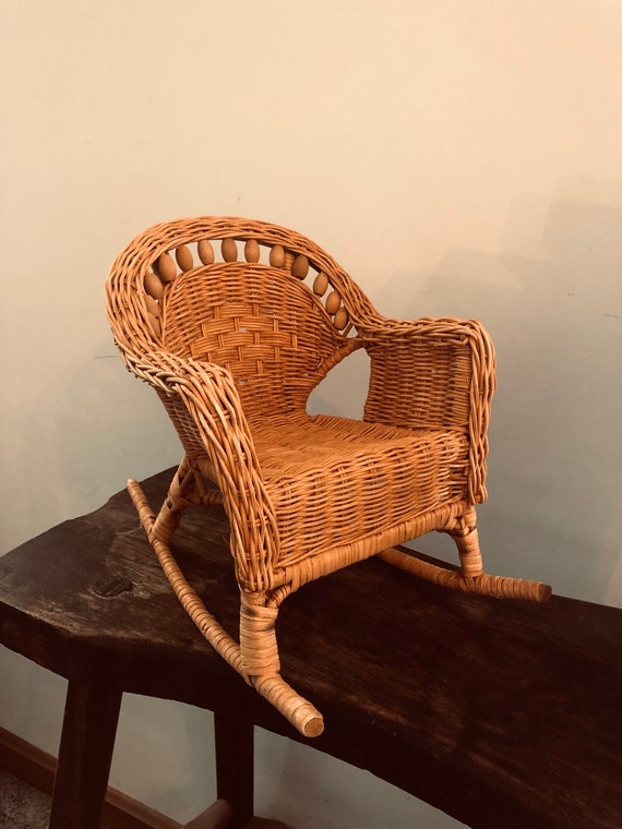 Antique childs wicker rocking chair sales