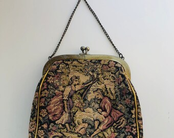 Vintage Handbag JR Julius Resnick Tapestry Midcentury Evening Bag Enchanting Courting Scene I Ship Globally Etsy