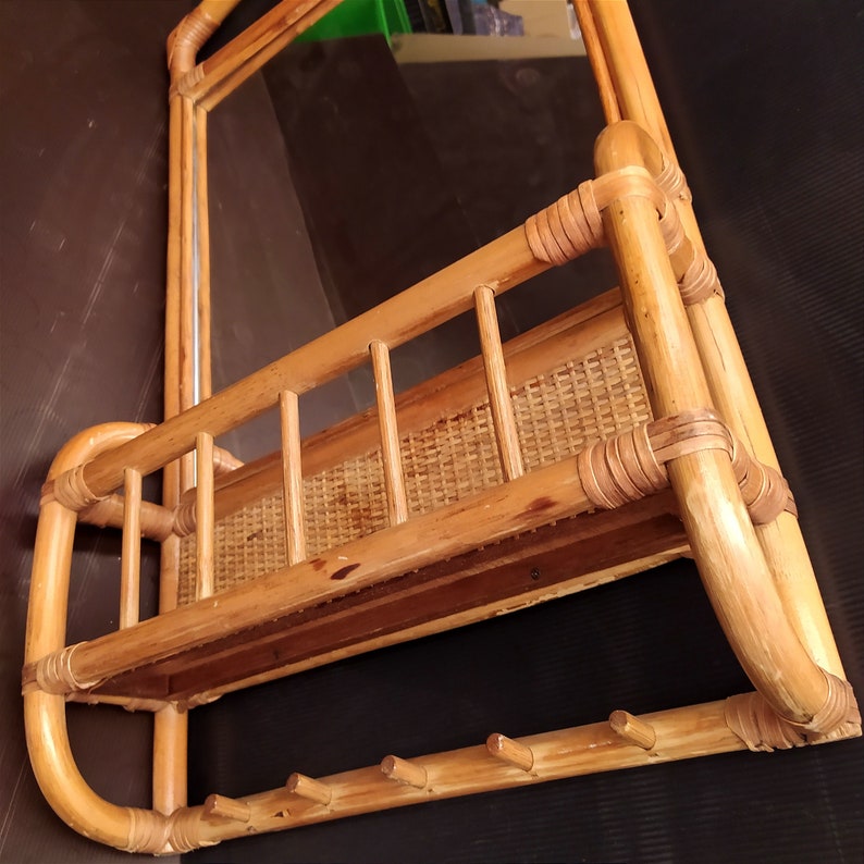 Handcrafted Vintage Bamboo Rattan Mirror. image 4