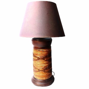 Mid Century Split Pencil Reed and Ceramic Table Lamp.
