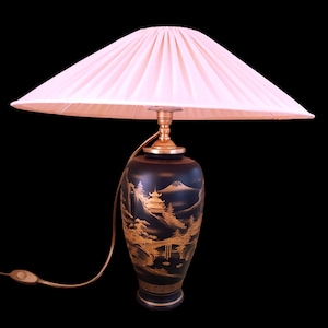 Vintage Japanese Satsuma gilt painted porcelain lamp