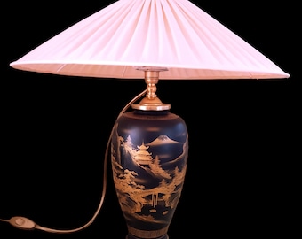 Vintage Japanese Satsuma gilt painted porcelain lamp