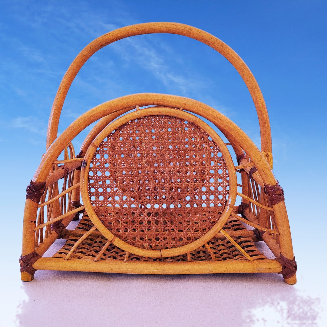 Handcrafted Bamboo Rattan Magazine Rack.bamboo Rattan Magazine Holder ...