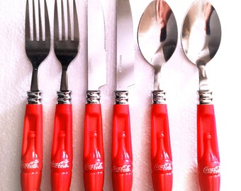 Vintage Coca Cola Cutlery.2 person set,6 pieces.