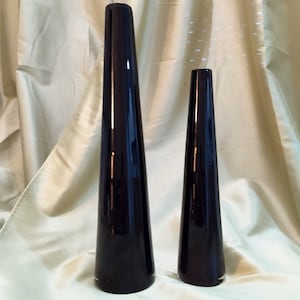 PAIR of Black Amethyst blown glass cone vases.