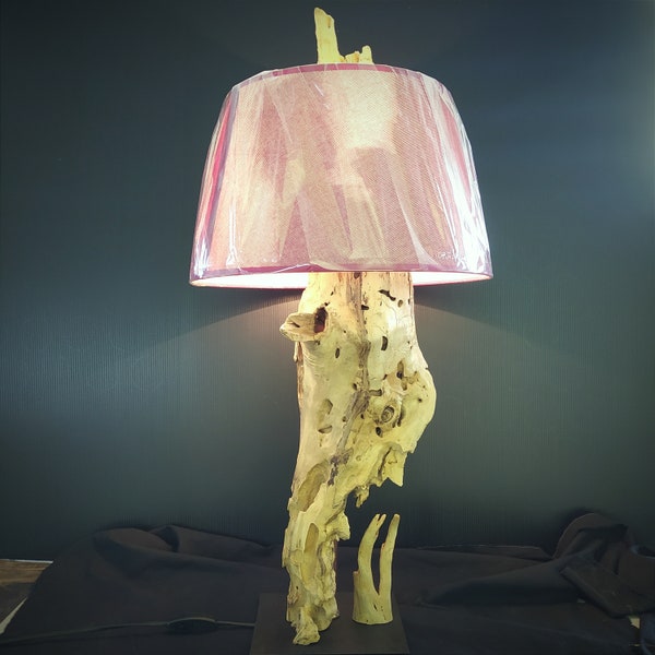 Handcrafted driftwood lamp