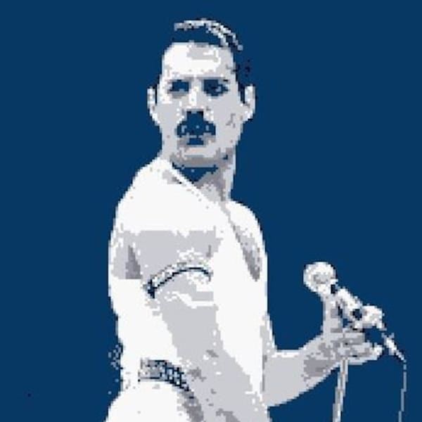 Freddie Mercury Queen Blue Graph Chart and Written Row Counts