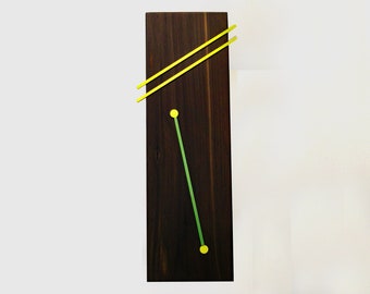 Wood wall art ebonized cedar with inlaid 3D yellow and green dye