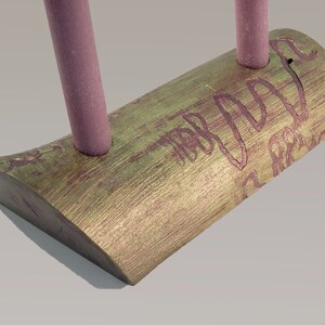 Organic rustic wood nature-inspired glitzy art candle holder and candles