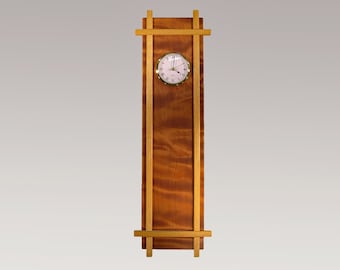 wall clock mission style quilted redwood with yellowheart accents