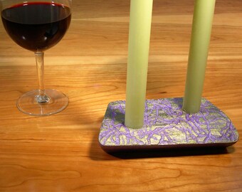 rustic wood nature-inspired ash art candle holder and candles
