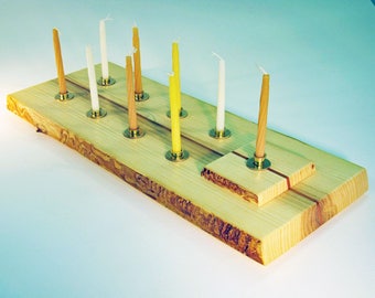 Wood Menorah Rustic Live Edge Ash and Cherry