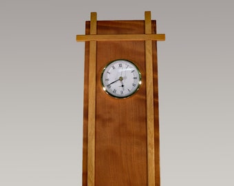 wall clock mission style figured redwood with yellowheart accents