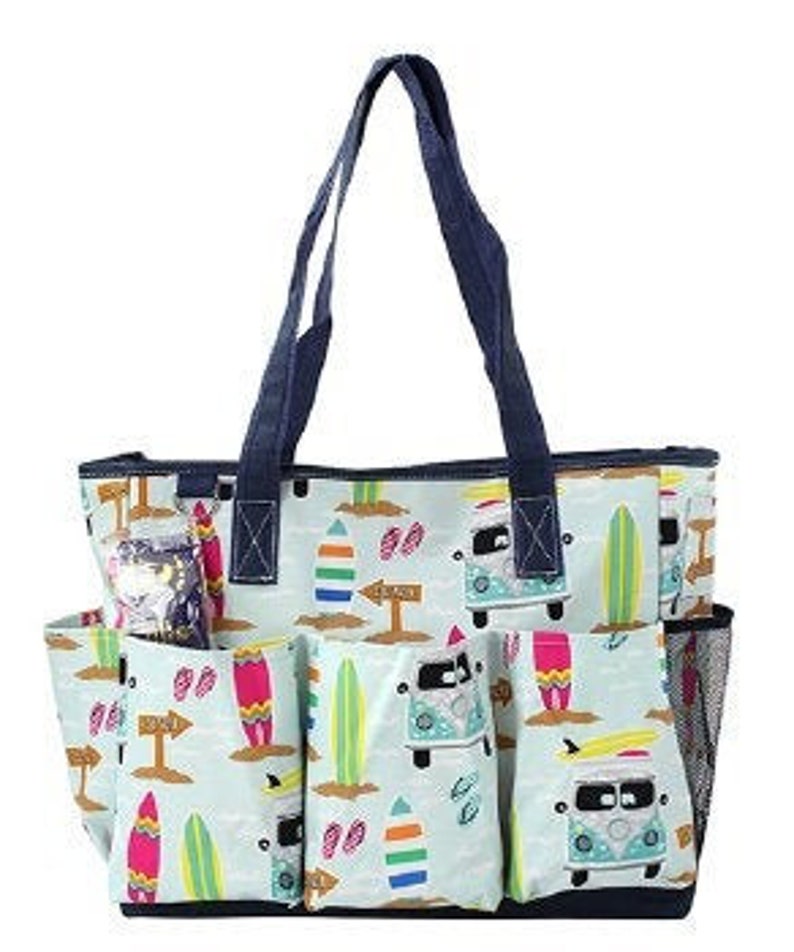Surf Beach Utility Tote Bag Blue Etsy