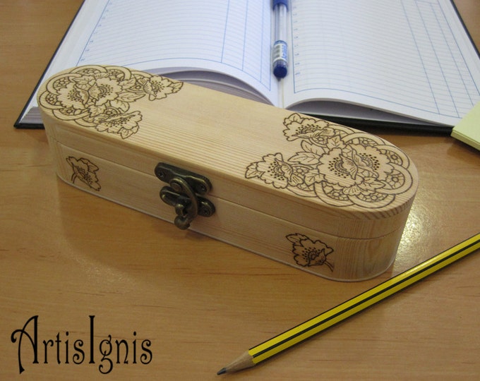 Wood Pencil Box Customizable Pencil Case Pencil Holder Etsy