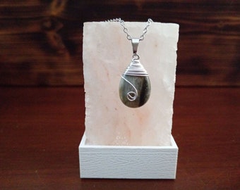 Picasso stone marble wire wrapped Crystal pendant. Pretty necklace. Gift for a loved one.