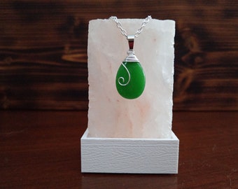 Green agate wire wrapped pendant. Strength and courage.
