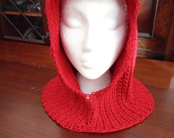 Red hood, snood, hat for adults. Hippy. Boho.