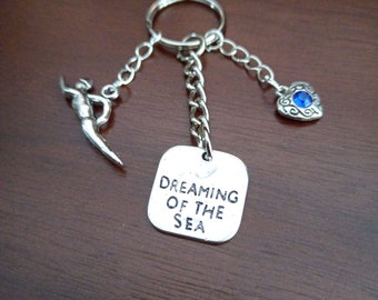 Dreaming of the sea bag charm, keyring, gift, teacher, friend, present. Wild swim, wild swimming, swimming, sea swimming, cold water therapy