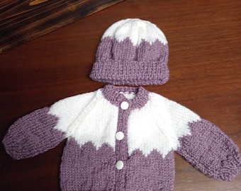 Premature baby/dolls cardigan/hat