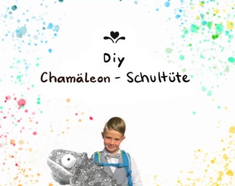 DIY - Chamäleon Schultüte do-it-yourself-PAKET Chamäleon Schultütenkuscheltier zum selber Nähen