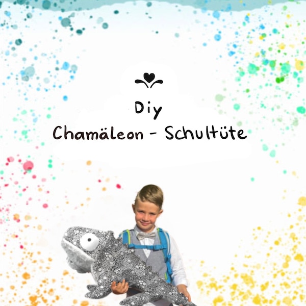 DIY - Chamäleon Schultüte do-it-yourself-PAKET Chamäleon Schultütenkuscheltier zum selber Nähen