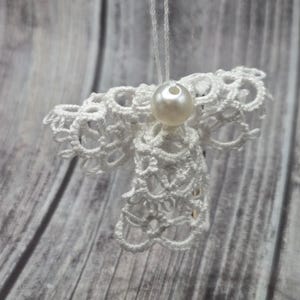 Tatted Angel Ornament | Christmas Angel Decoration White