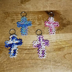 Custom order ~ Tatted Cross Keychains