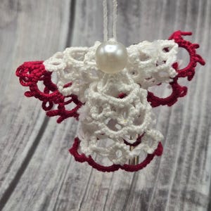 Tatted Angel Ornament | Christmas Angel Decoration Cardinal Red